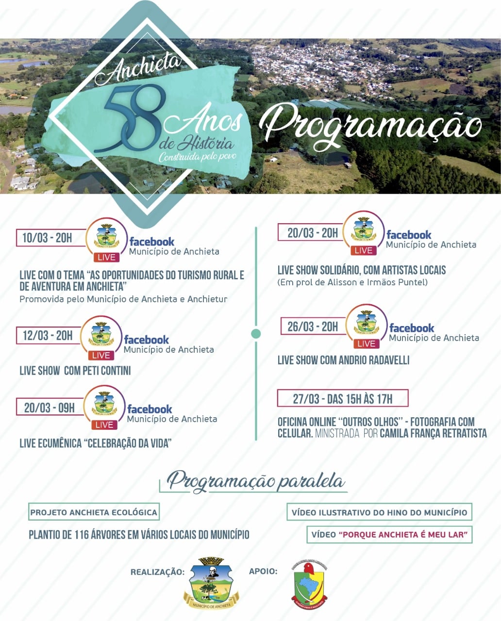  PROGRAMAÇÃO EM COMEMORAÇÃO AO ANIVERSÁRIO DE 58 ANOS DO MUNICÍPIO DE ANCHIETA